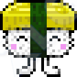 a pixelated tamago-maki with cute 
eyes
