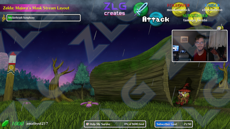 A stream layout based on Majora's Mask, during the 
night