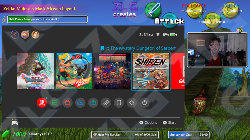 A stream layout based on Majora's Mask, with a source on top
