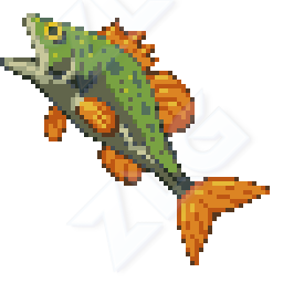 A pixelated bass fish
